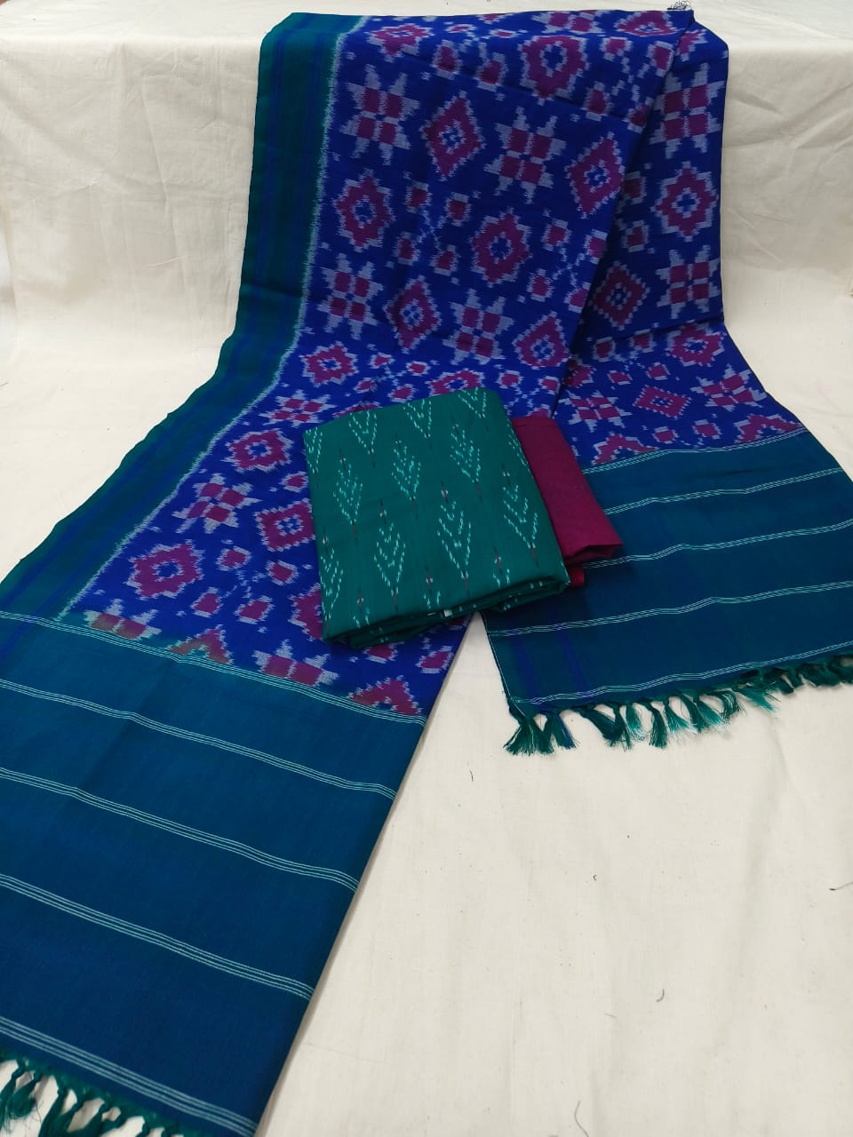 Telia Rumal Double Ikat Cotton Dress Material