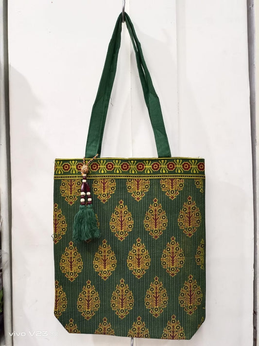 Green Ajrakh Bag