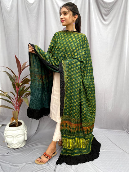 Ajrakh Modal Silk Dupatta with Lagdi Pallu