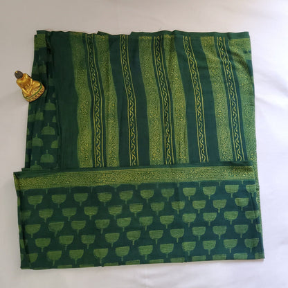 Akola Hand Block Print Cotton Saree with Blouse