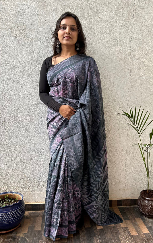 Needle Shibori Chanderi Silk Saree