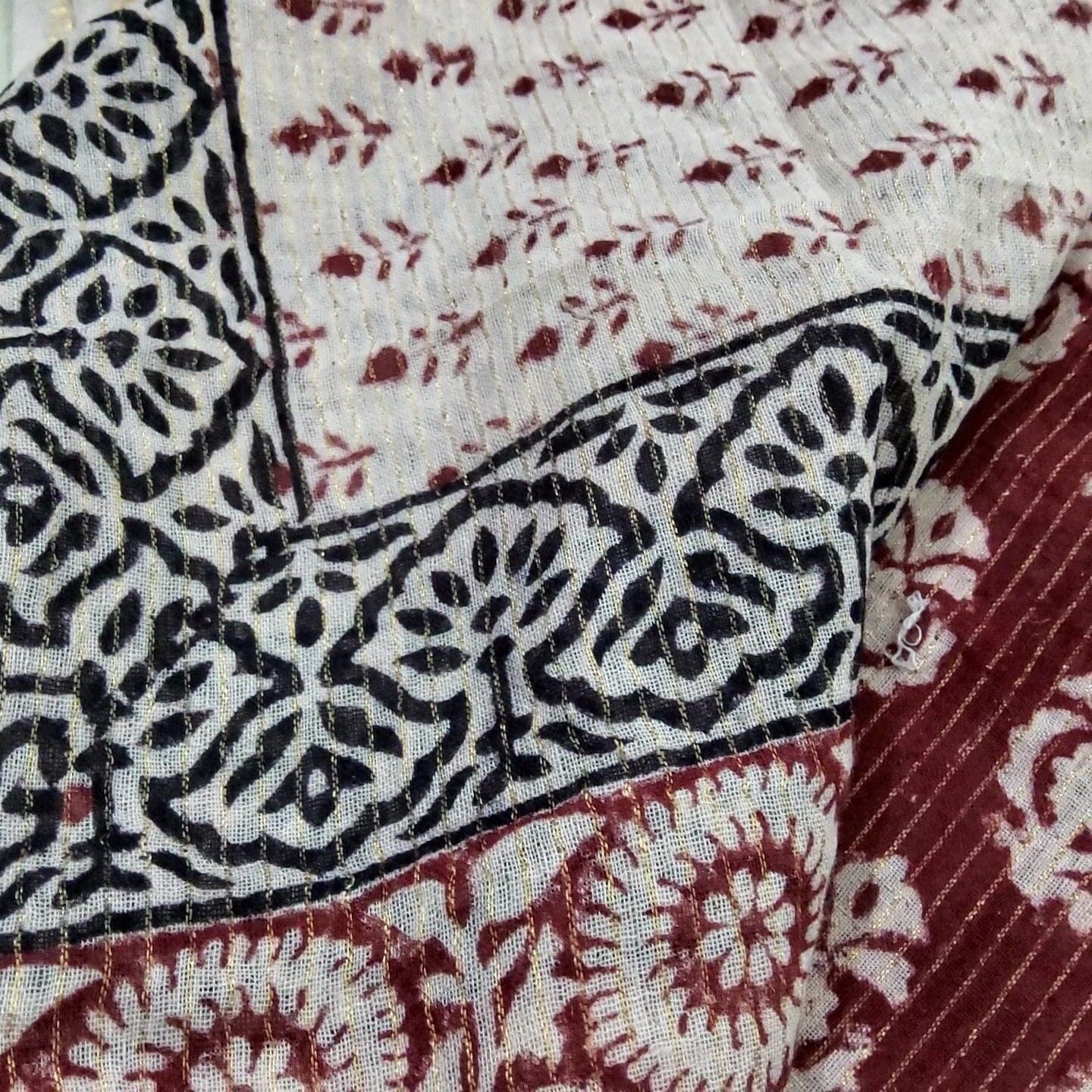 Bagh Print Cotton Dress Material with zari Border