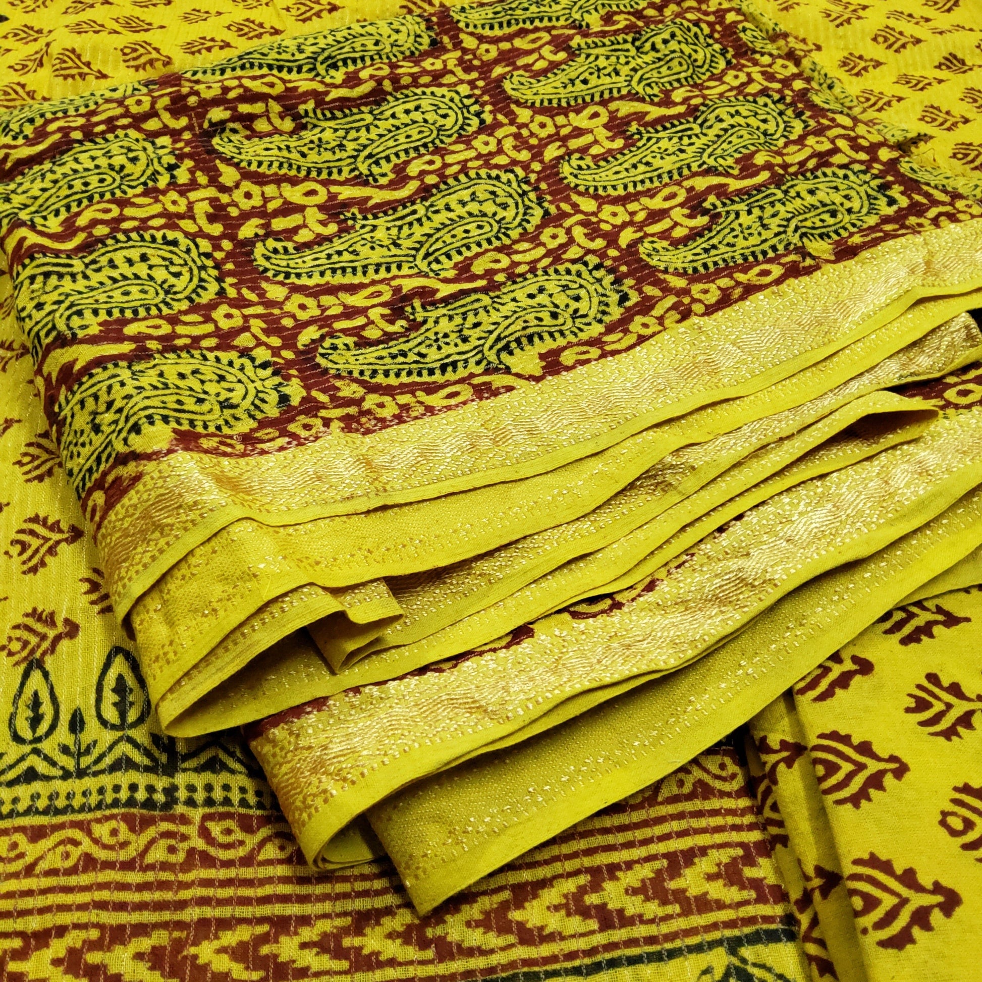 Bagh Print Cotton Dress Material with zari Border – RKG SHOPPING
