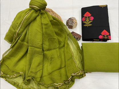Bagru Cotton Dress Material with Pure Chiffon Dupatta