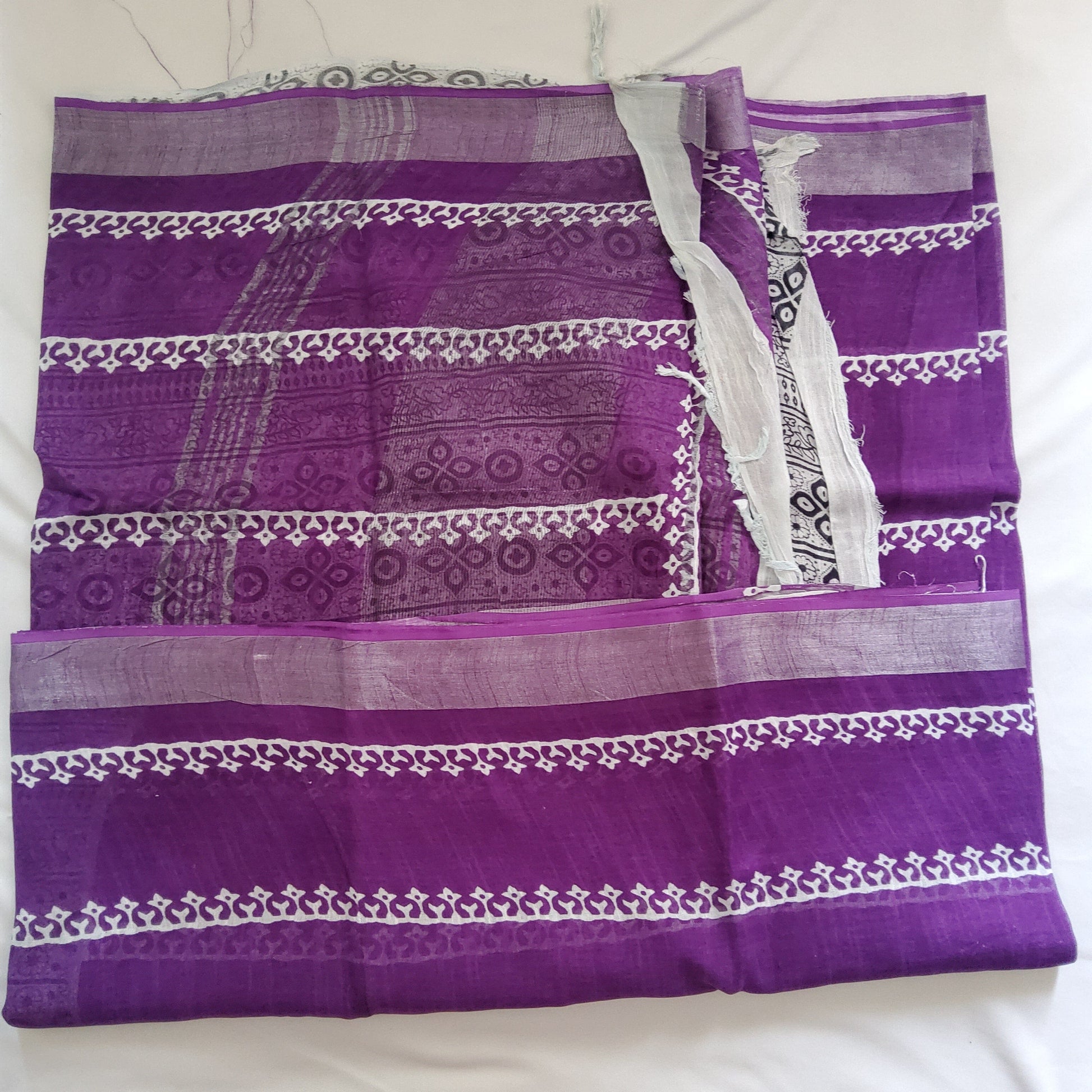 Bagru Print Linen Cotton Saree with Blouse