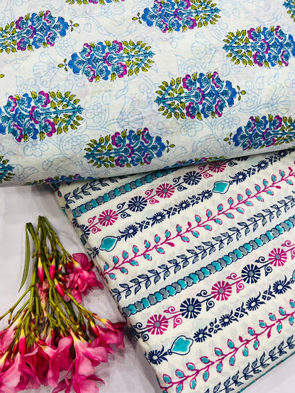 Bagru Block Print Pure Cotton Top Bottom Set