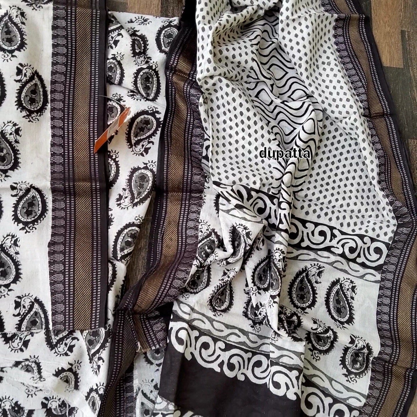 Bagru Hand Block Printed Cotton Dress Material with Cotton Dupatta
