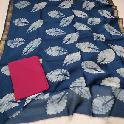 Bagru Hand Block Print Maheshwari Silk Dress Material
