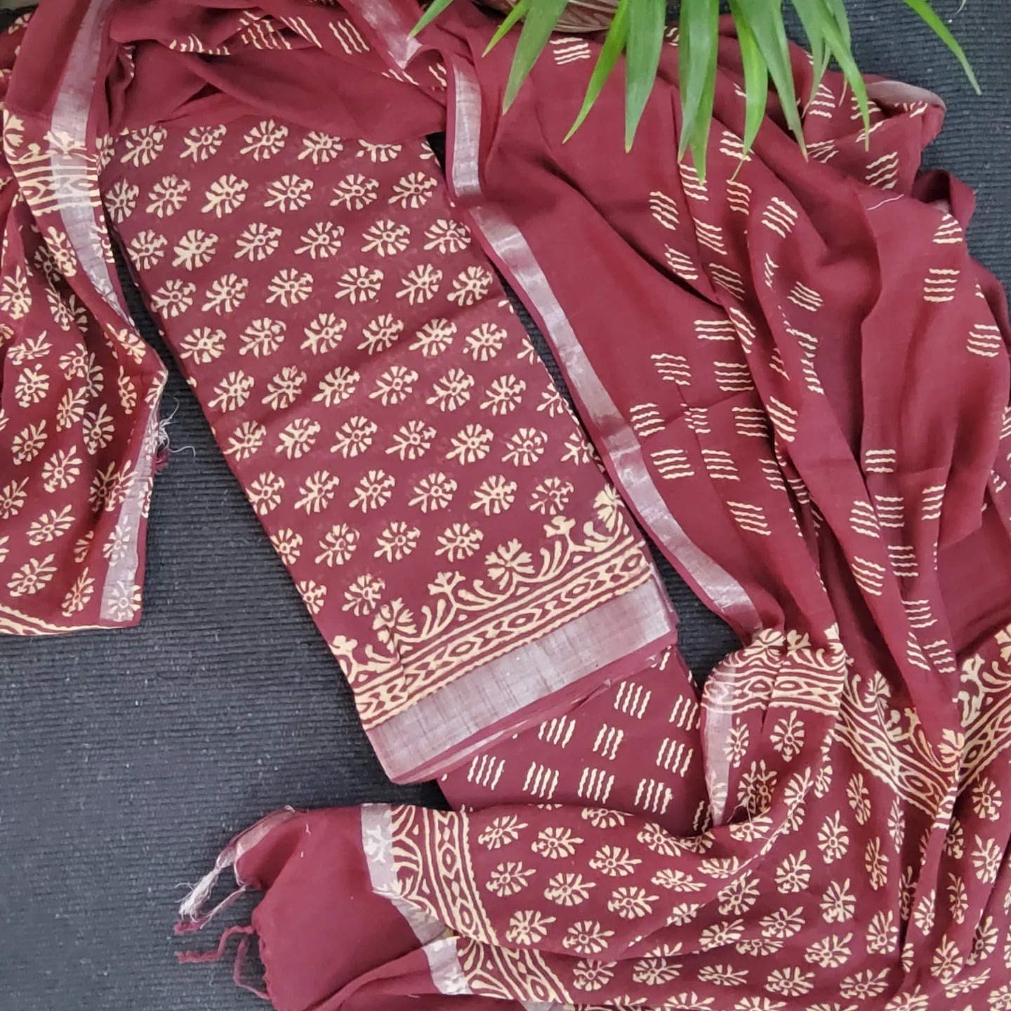 Bagru Hand Block Print Linen Cotton Dress Material