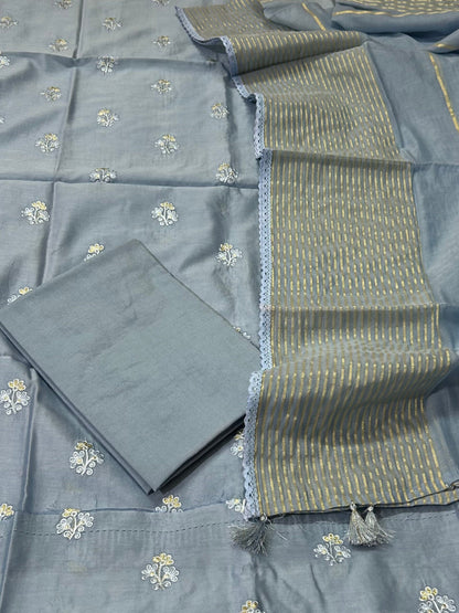 Banarasi Chanderi Silk Embroidered Dress Material