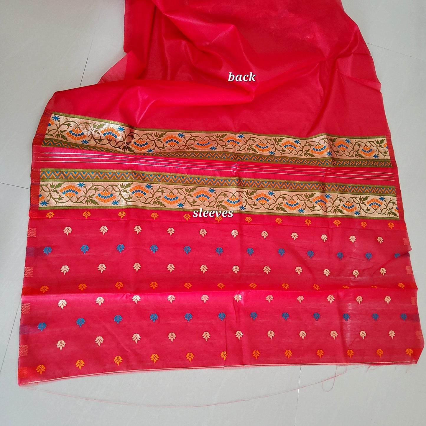 Red Banarasi Cotton Dress Material