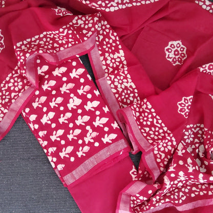 Batik linen cotton dress material