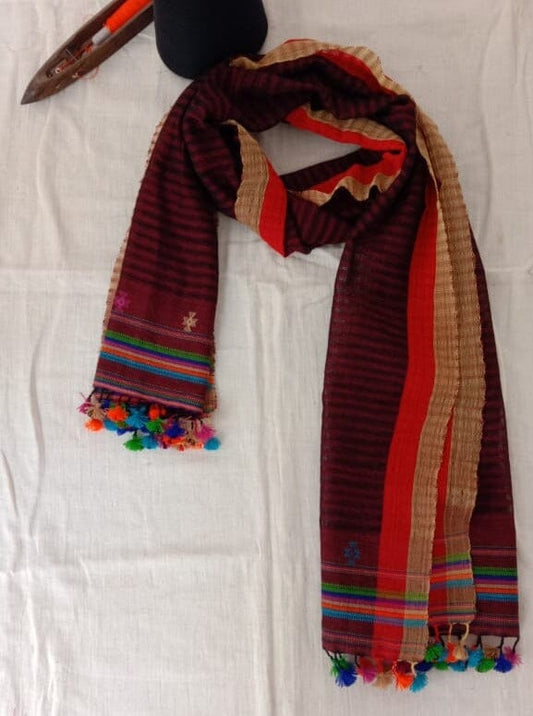 Bhujodi Cotton Stole with handmade tassels