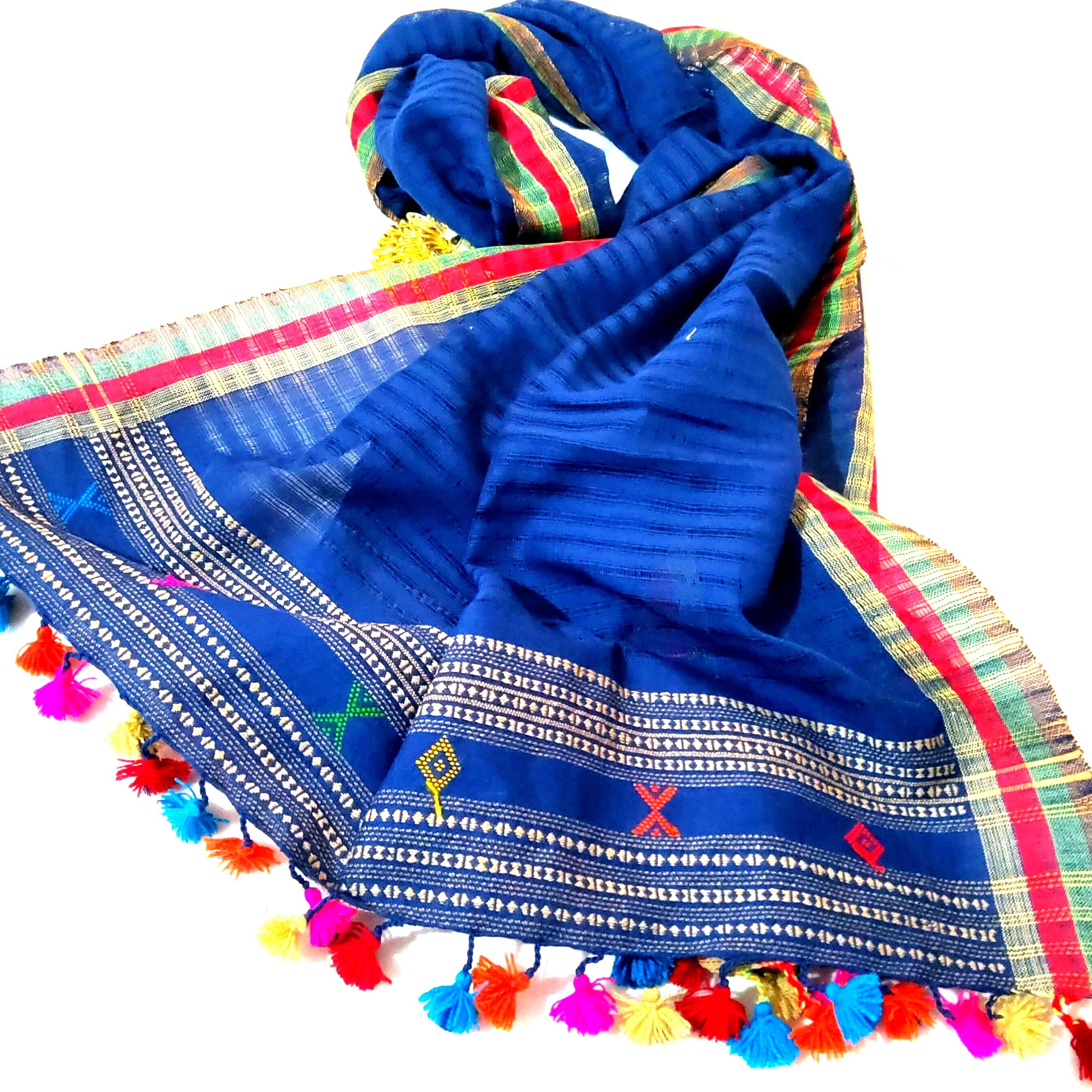 Bhujodi Embroidered Cotton Stole with tassels – RKG SHOPPING