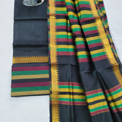Black Handloom Mangalagiri Silk Cotton Dress Material