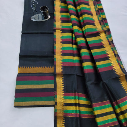 Black Handloom Mangalagiri Silk Cotton Dress Material