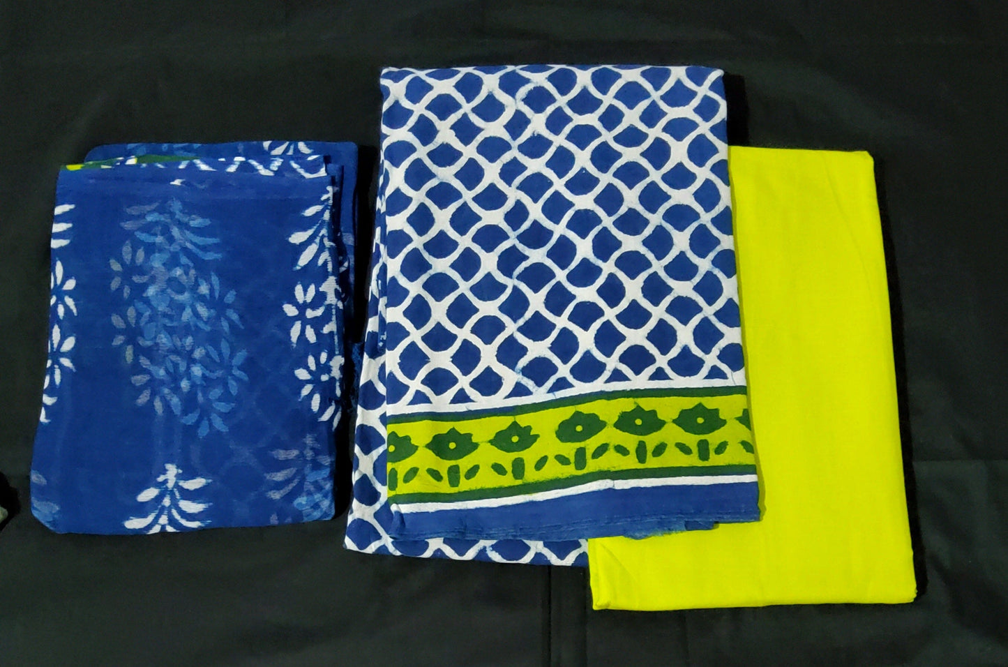 Bagru Cotton Dress Material with Chiffon Dupatta