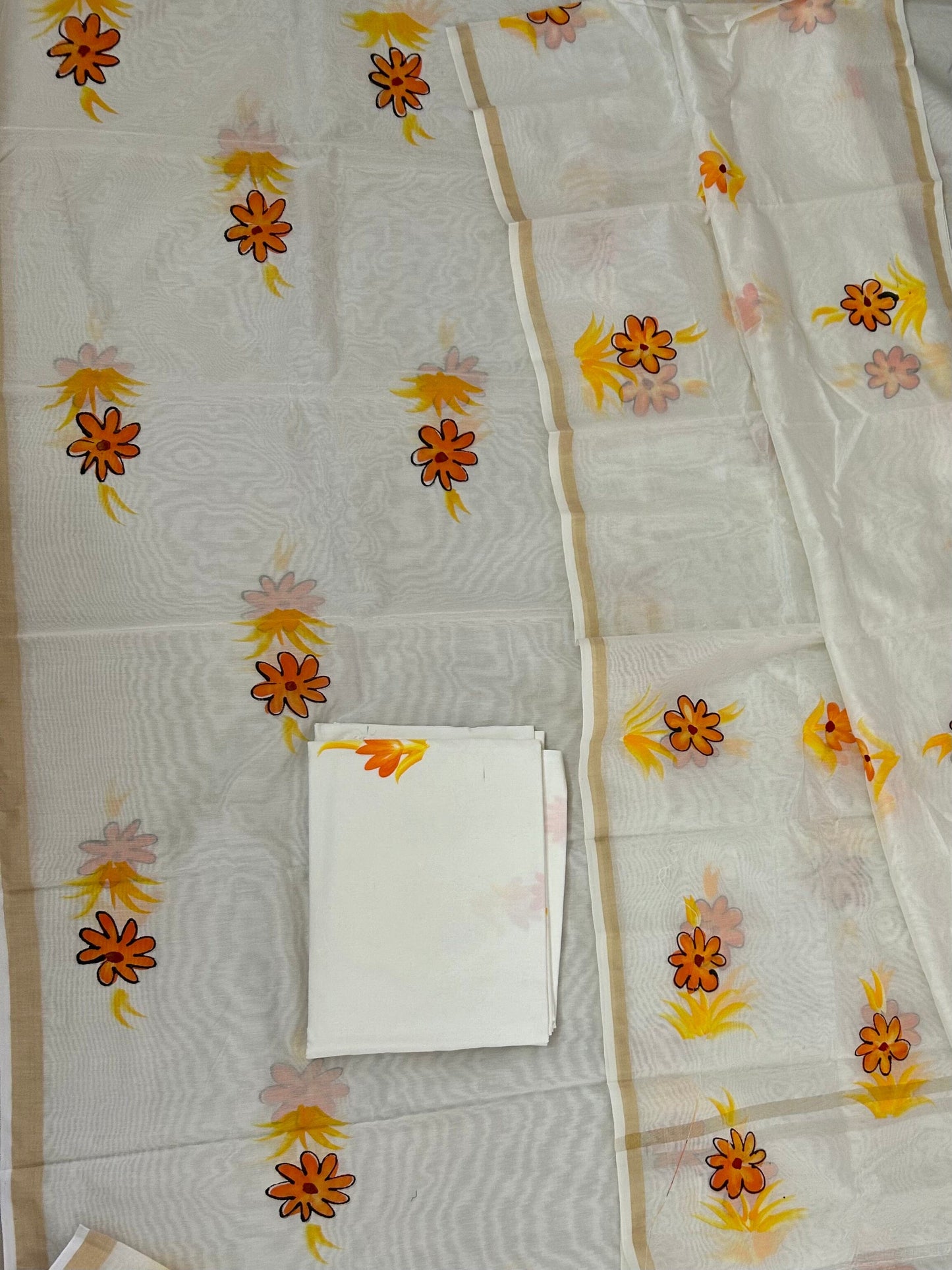 Hand Block Print Chanderi Silk Cotton Dress Material