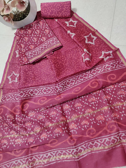 Chanderi Block Print Dress Material