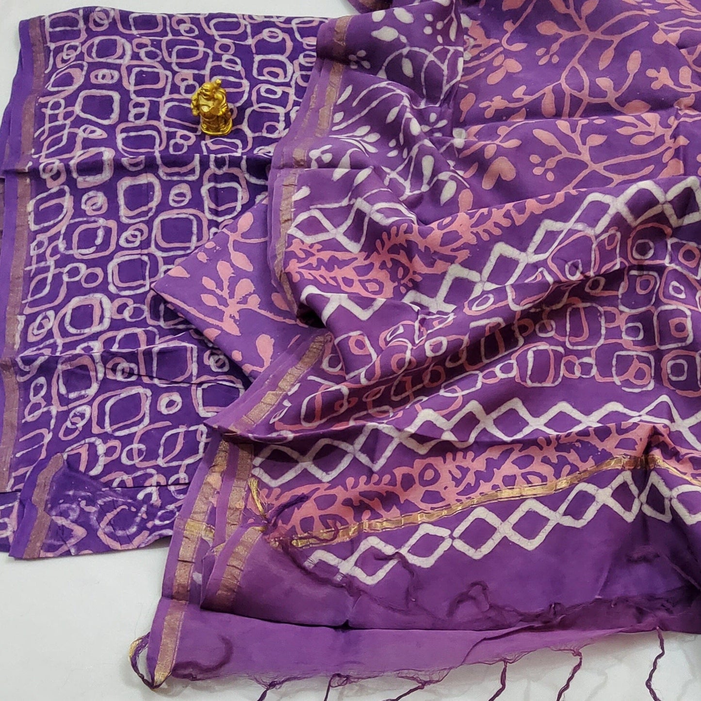 Chanderi Hand Block Print Silk Salwar Suit
