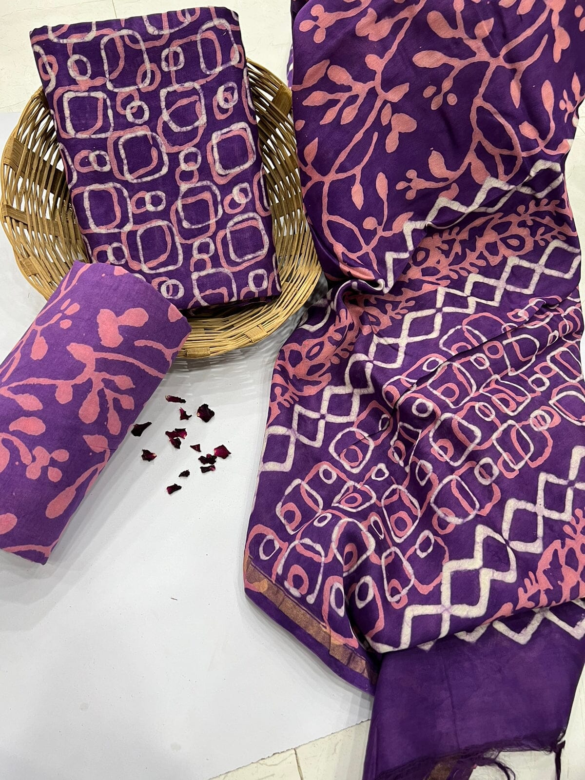 Chanderi Hand Block Print Silk Salwar Suit