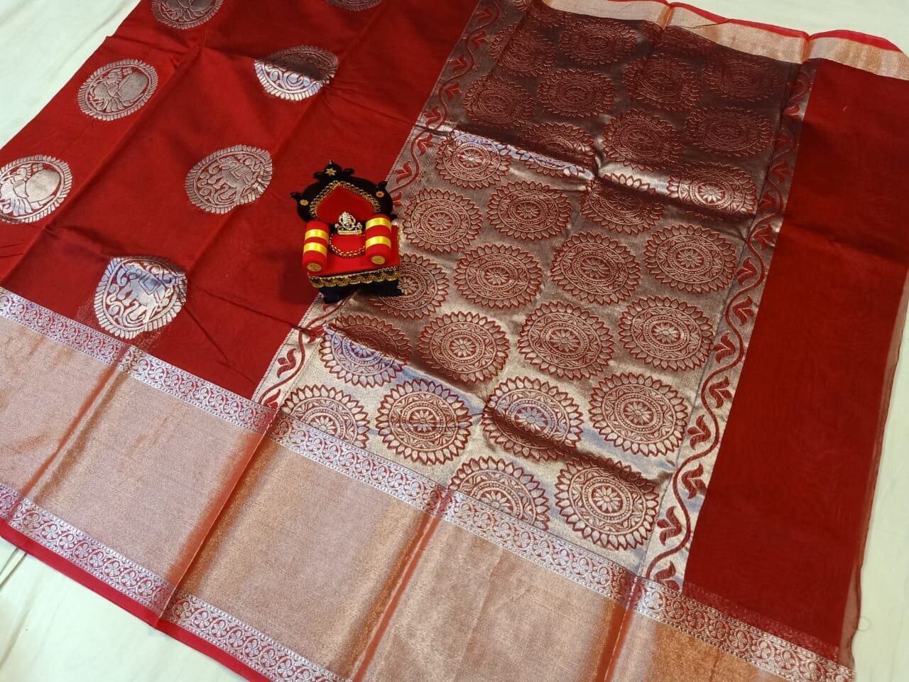 Blend Chanderi Saree with Blouse in Sale