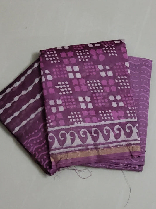 Chanderi Hand Block Printed Dress Material