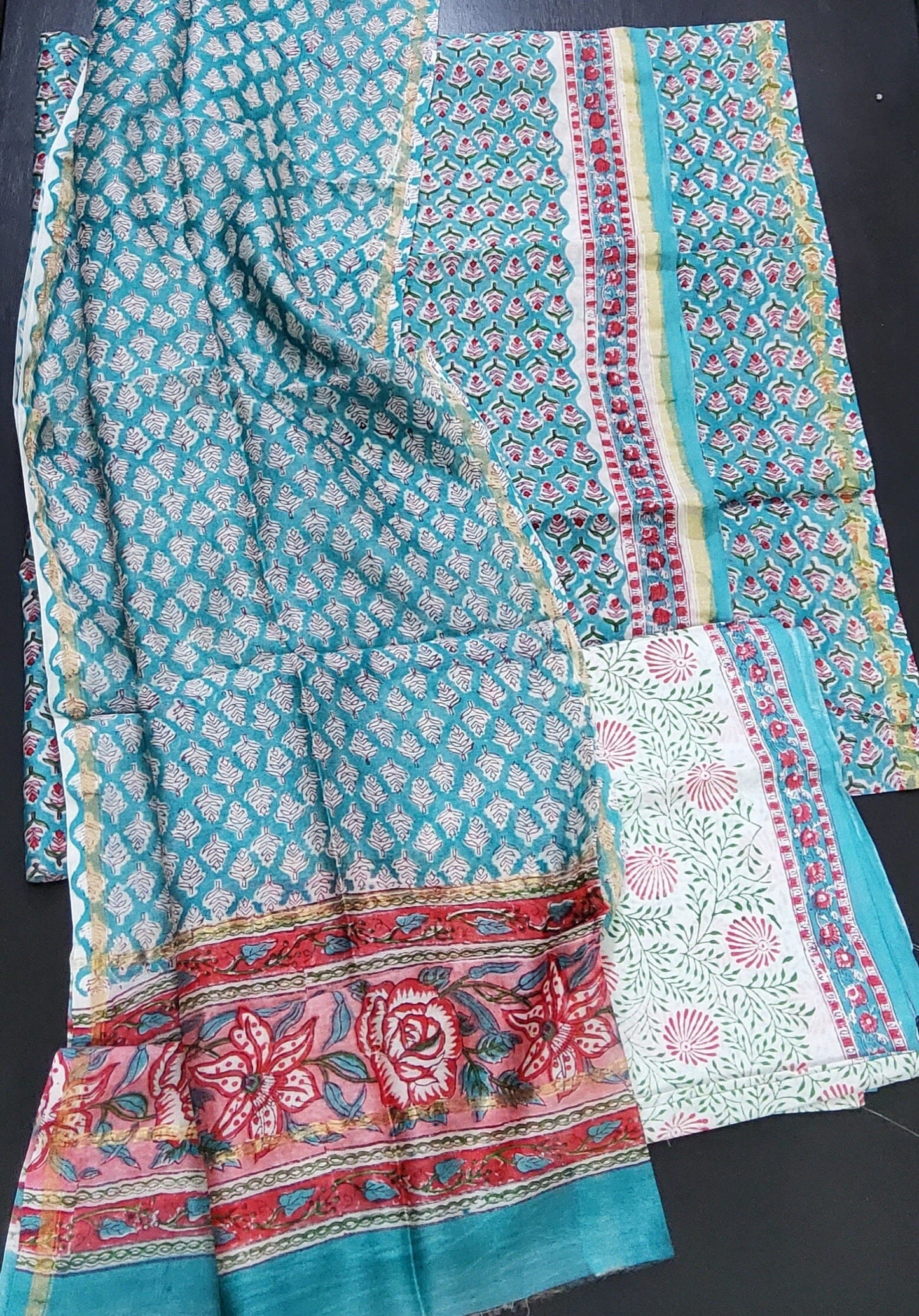 Chanderi Bagru Printed Dress Material