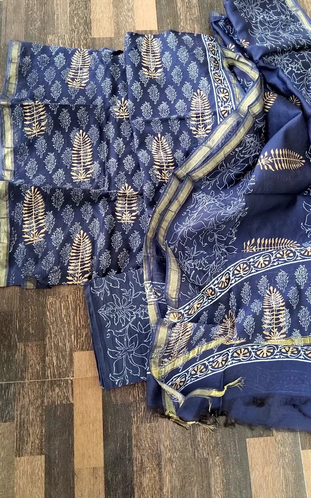 Chanderi Bagru Printed Dress Material