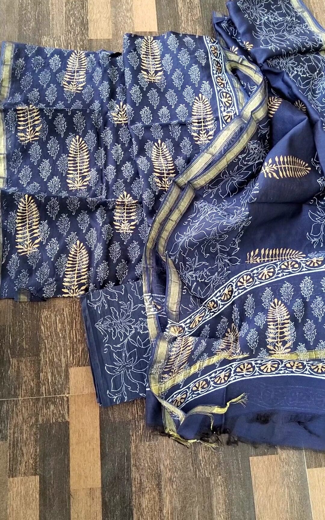 Sanganeri Printed Chanderi Silk Salwar Material