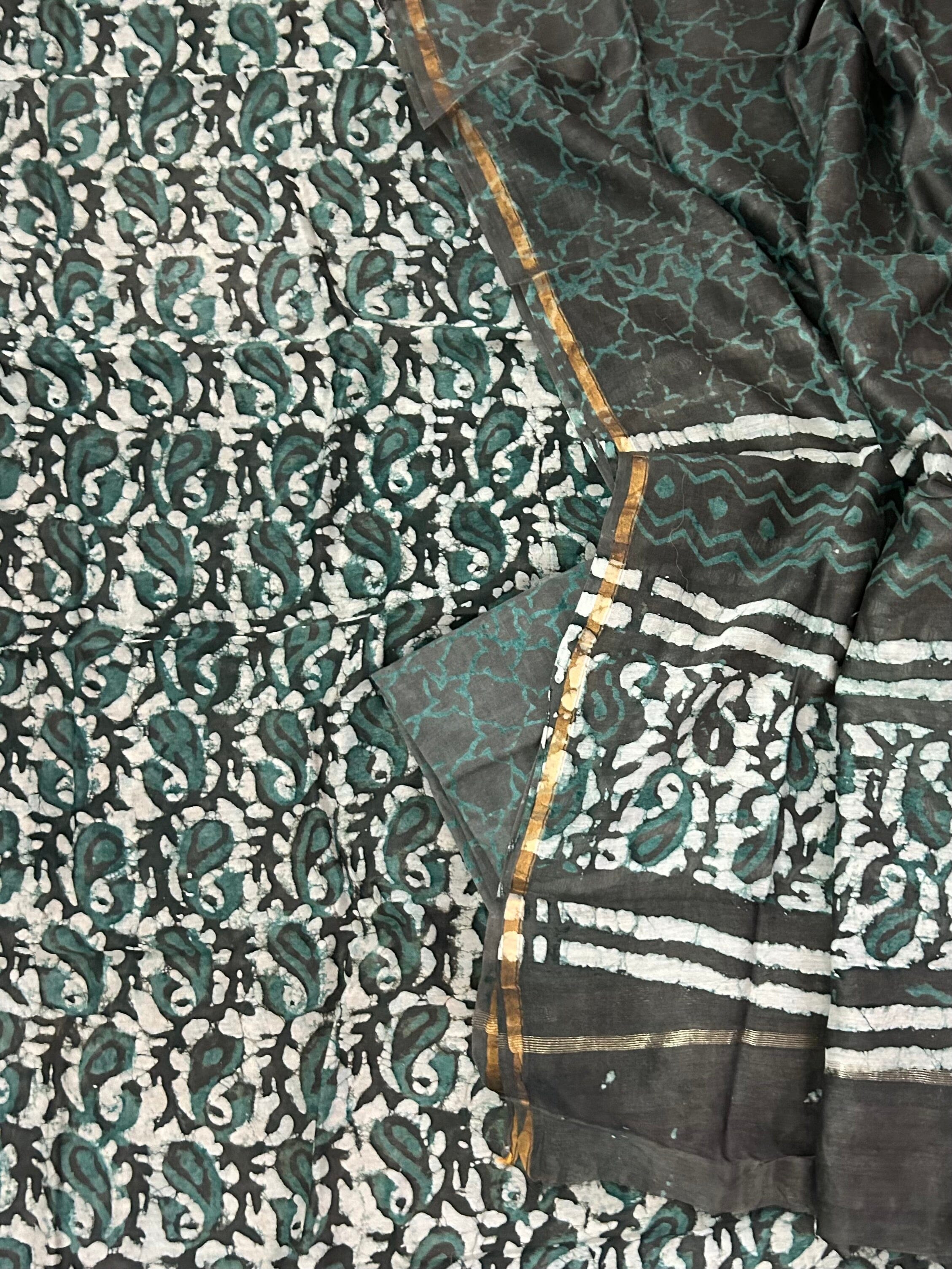 Light Green Chanderi Cotton Dress Material