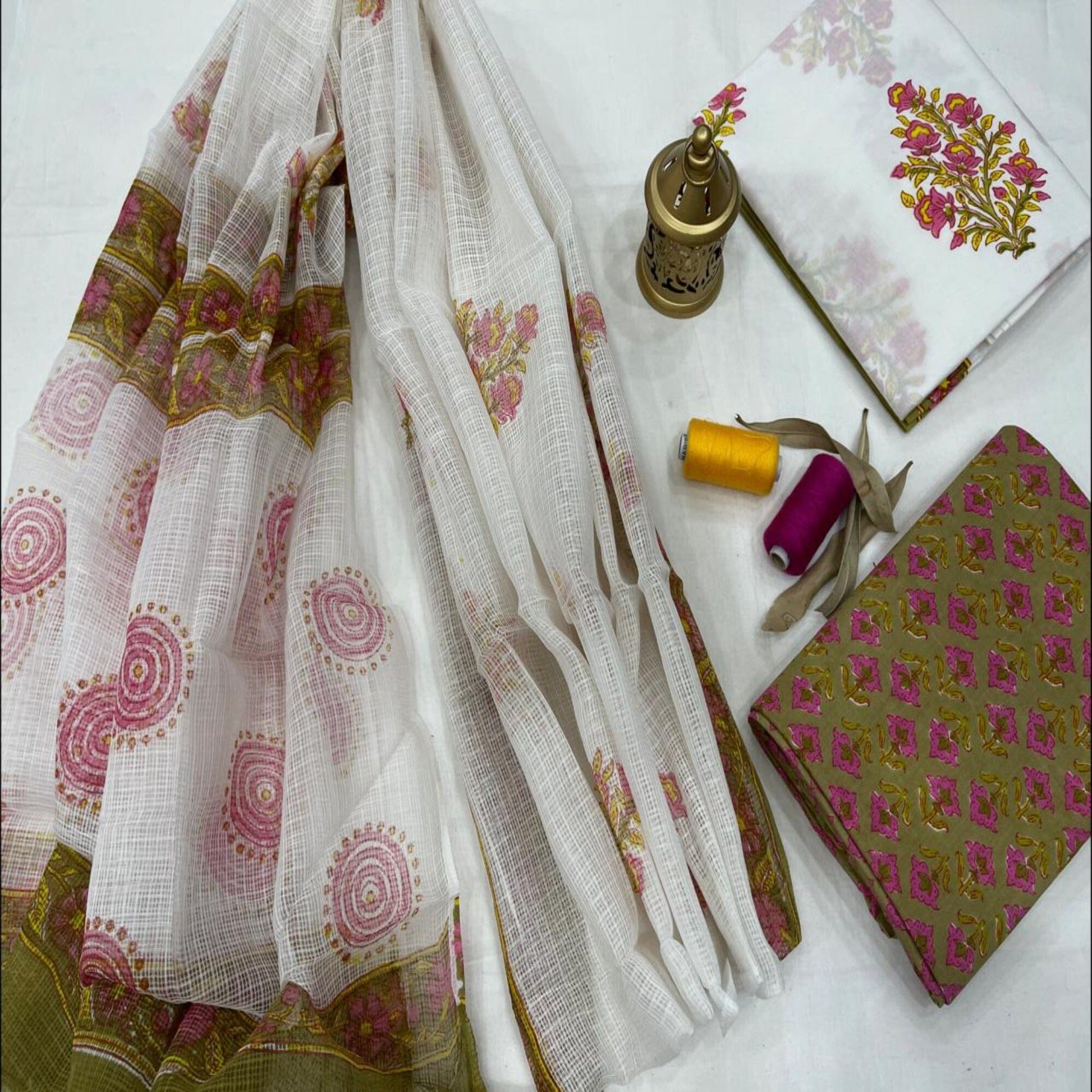 Cotton BlockPrint Dress Material with Kota Dupatta