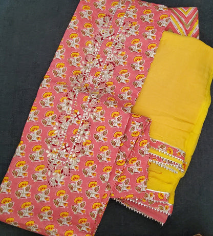 Cotton Dress Material with Pure Chiffon Dupatta