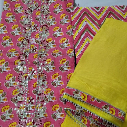 Cotton Dress Material with Pure Chiffon Dupatta