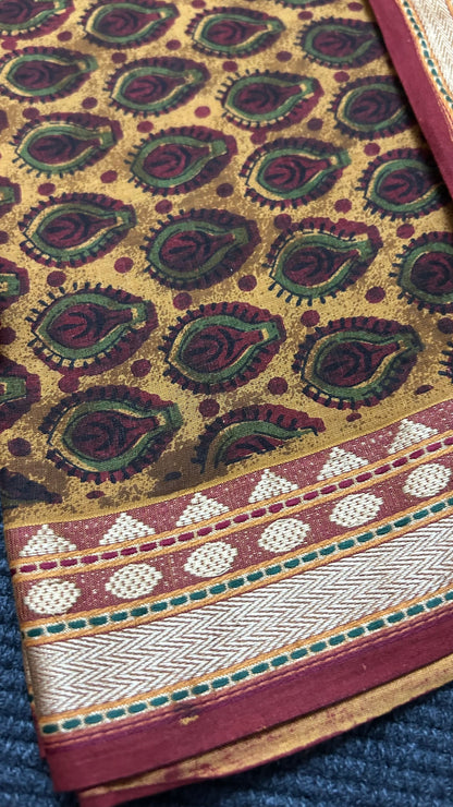 Cotton Dress Material with Maheshwari Border