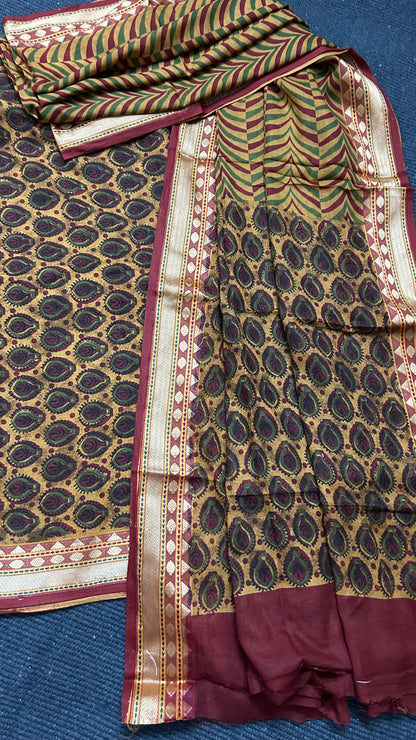 Cotton Dress Material with Maheshwari Border