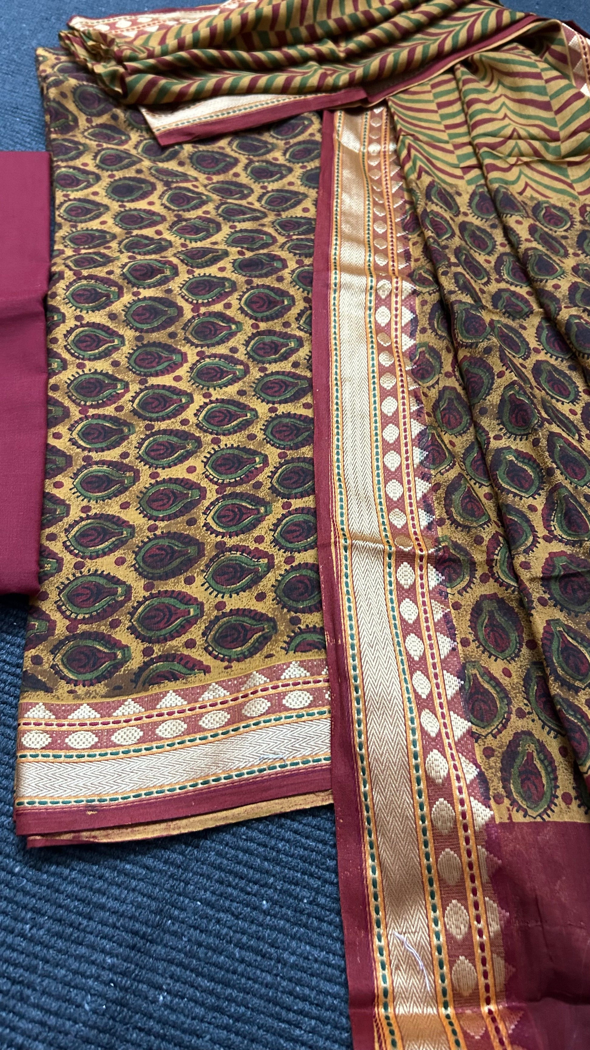 Cotton Dress Material with Maheshwari Border