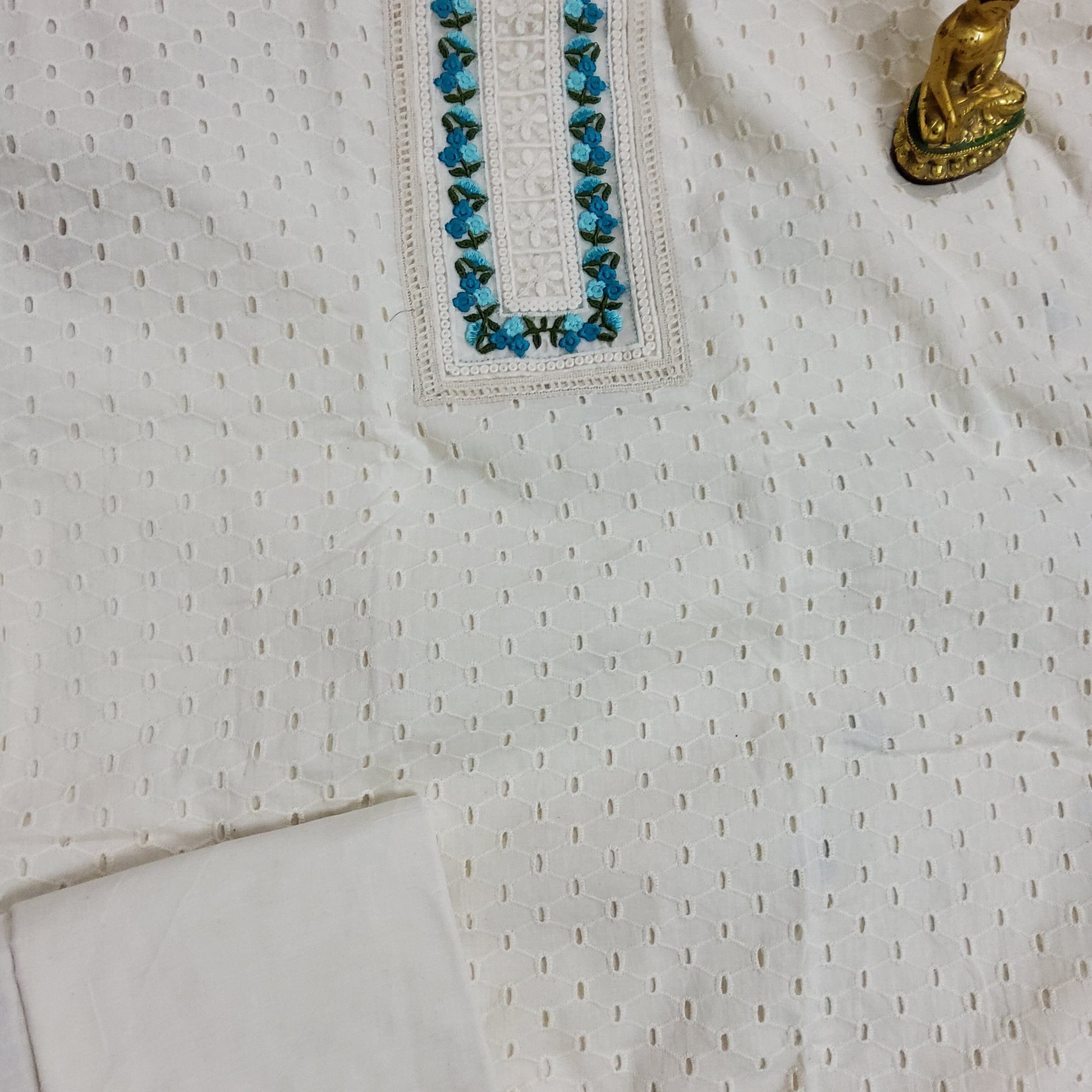 Hakoba Cotton Embroidered Dress Material with Embroidered Organza Dupa RKG SHOPPING Hakoba Cotton Embroidered Dress Material with Embroidered Organza Dupa RKG SHOPPING