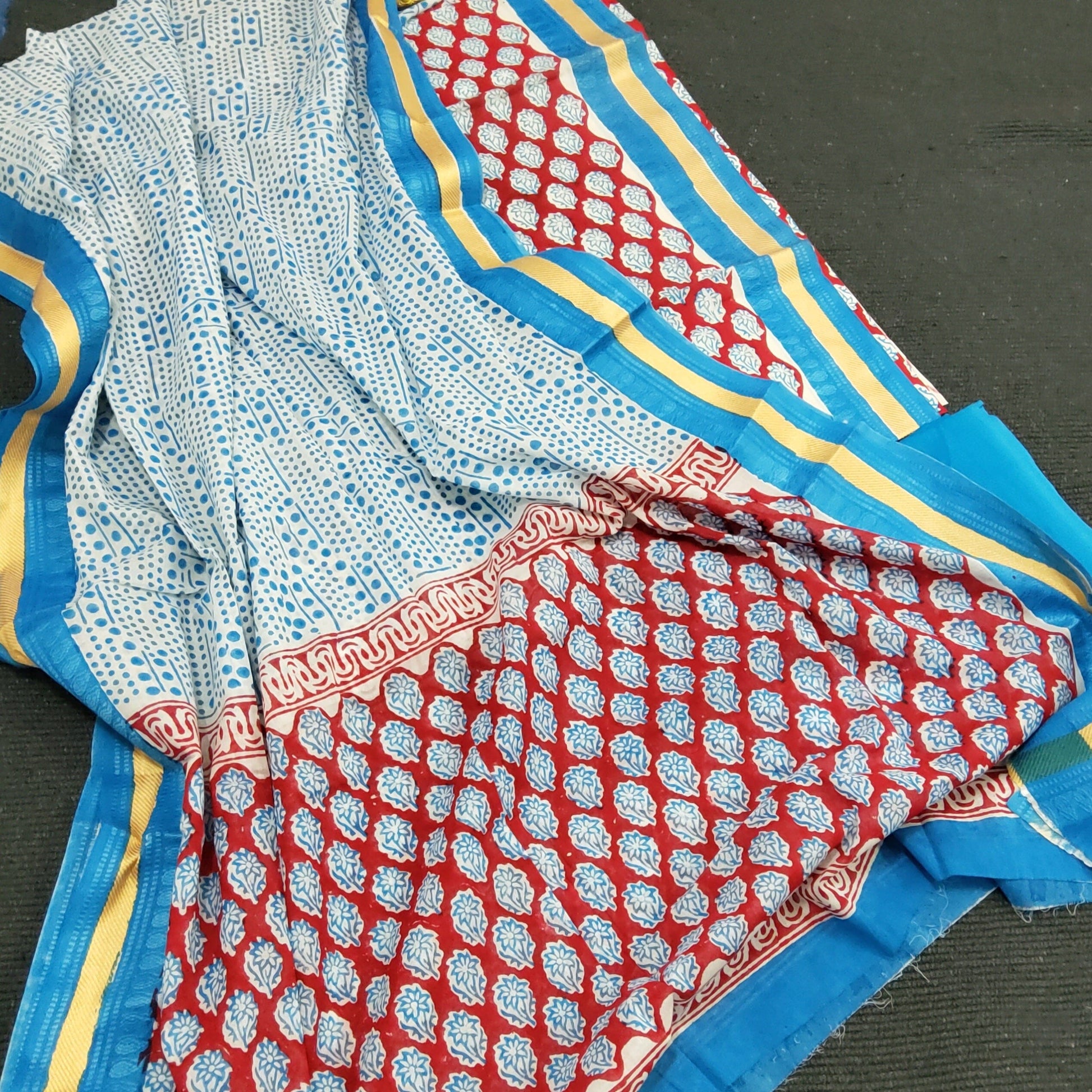 Cotton Hand Block Print Dress Material with Cotton Dupatta