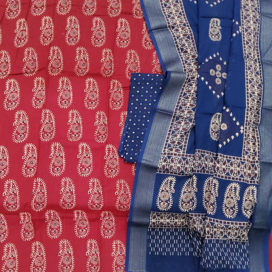 Cotton Hand Block Print Suit with Cotton Dupatta