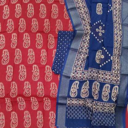 Cotton Hand Block Print Suit with Cotton Dupatta