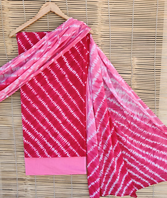 Coton tie and dye Dress Material with Cotton Dupatta