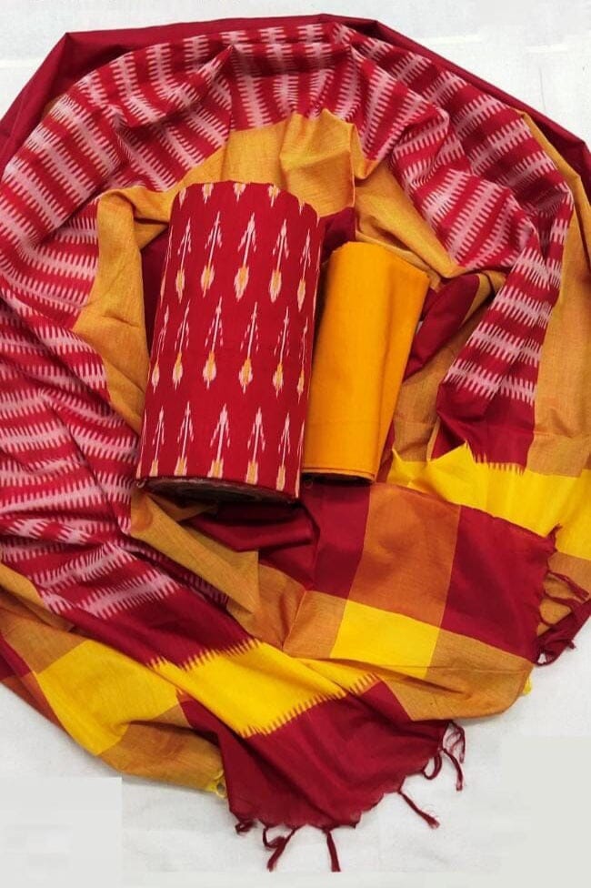 Double Ikat Cotton Salwar Suit Dress Material