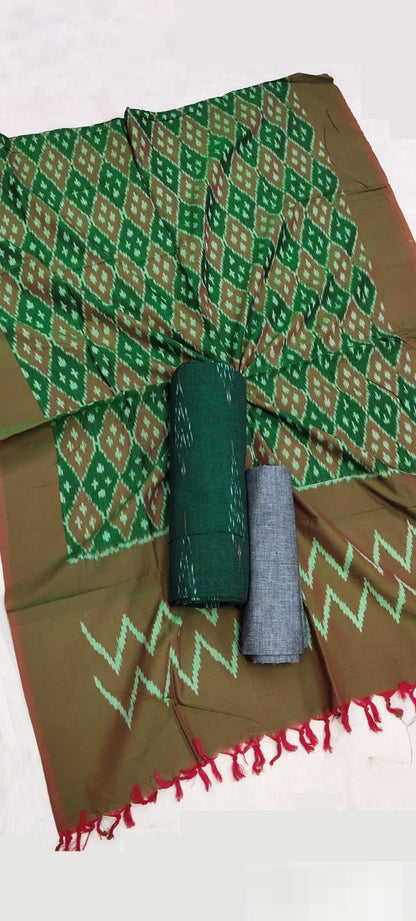Double Ikat Mercerized Cotton Dress Material
