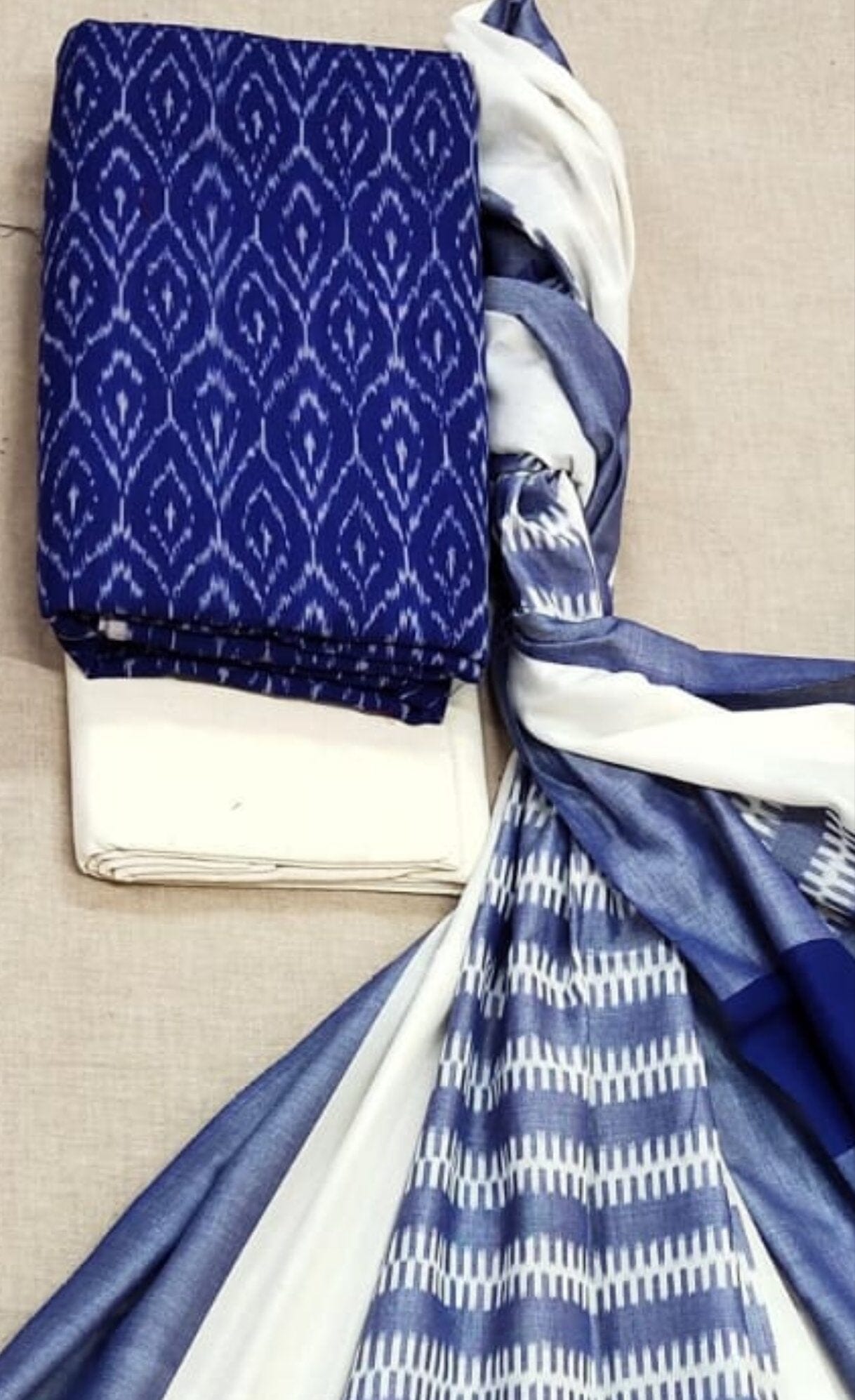 Riyashree Cotton Ikat Unstitched Suit Set for Women with Dupatta | Ikkat  Salwar Suit Dress Material for Women | Primum Quality Fabric | Top - 2.5 M,  Bottom - 2.5 M, Dupatta - 2.5 M | RSSUA 023 : Amazon.in: Fashion
