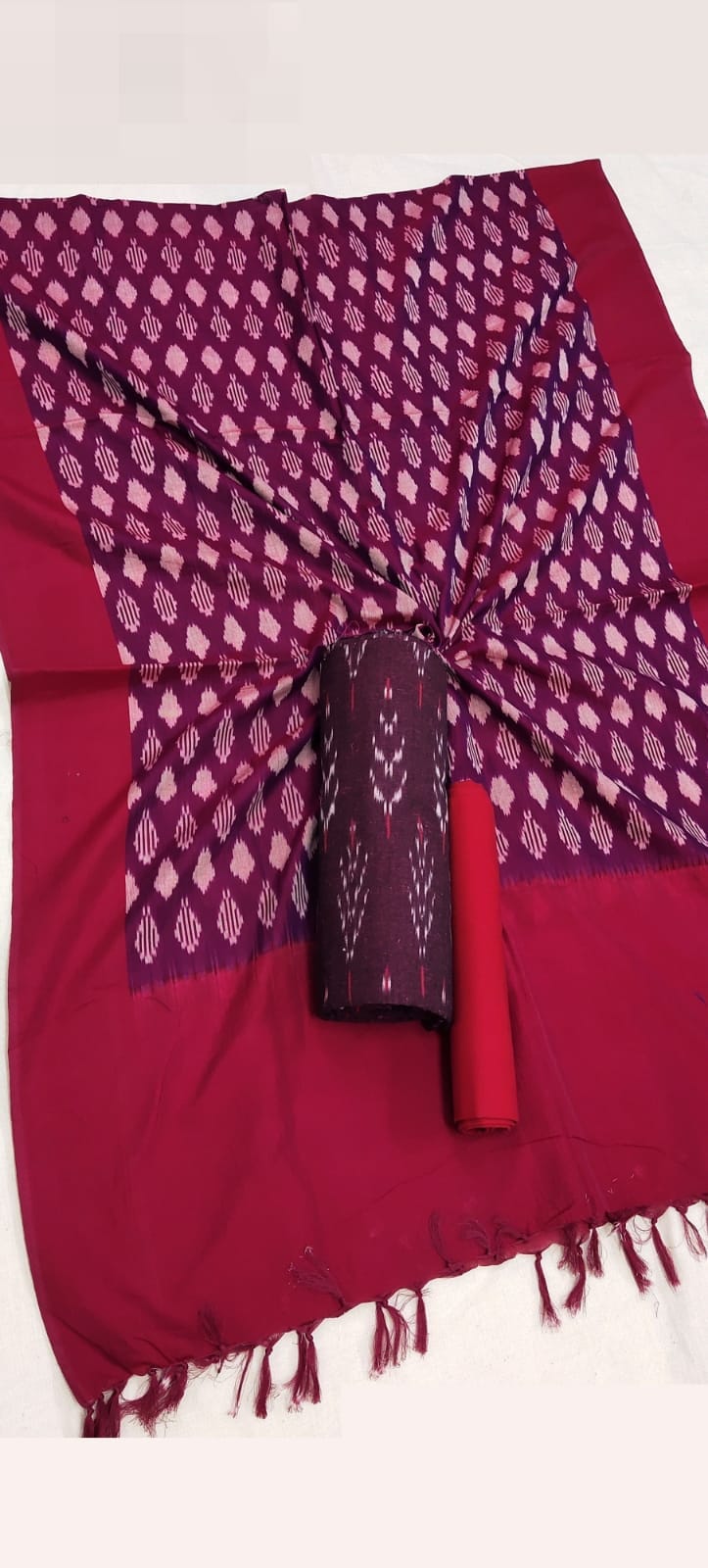 Double Ikat Mercerized Cotton Dress Material