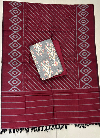 Uzbec top Double Ikat Mercerized Cotton Dress Material
