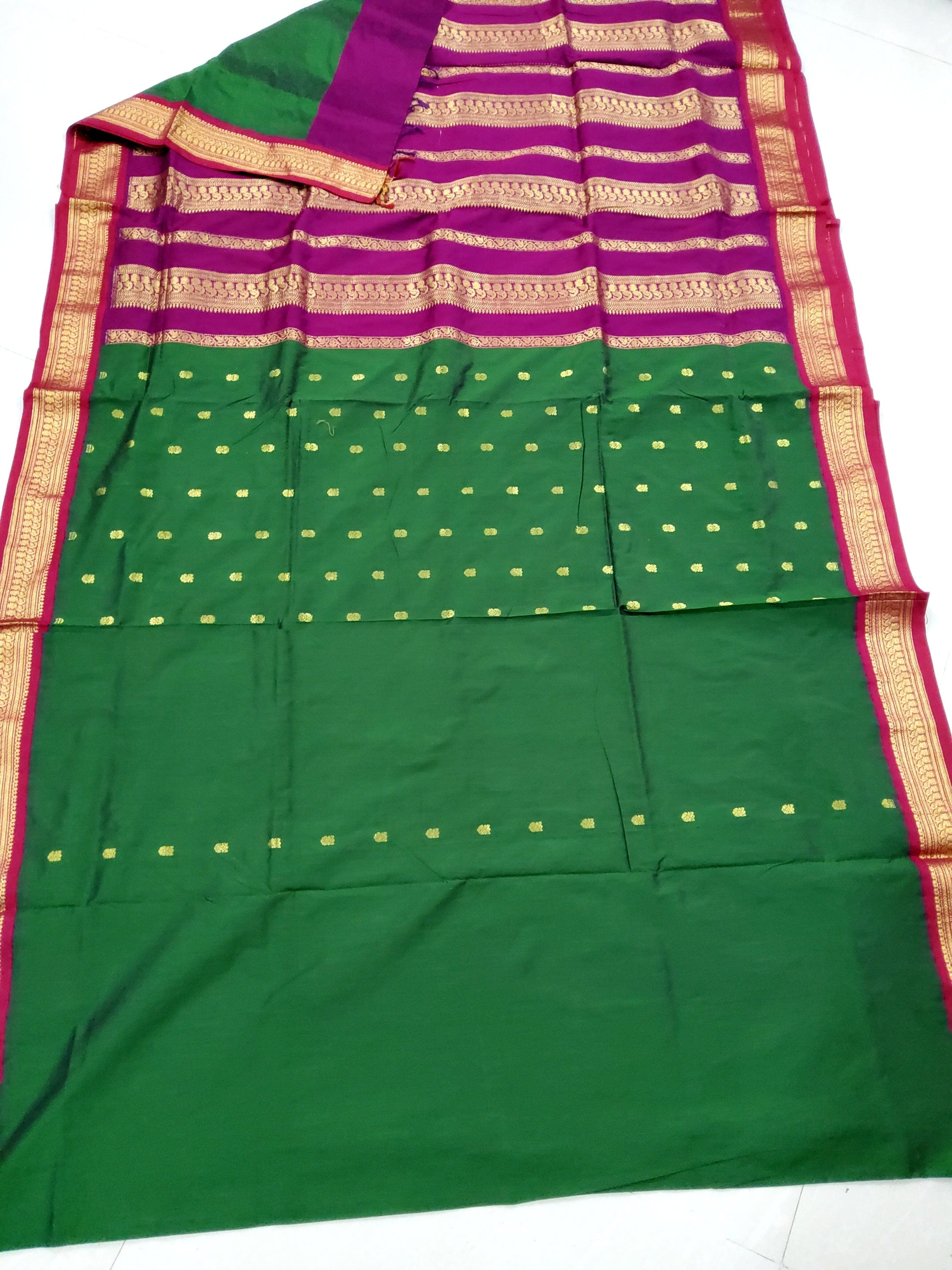 Gadhwal Cotton Saree with Contrast blouseGadhwal Cotton Saree with Contrast blouse