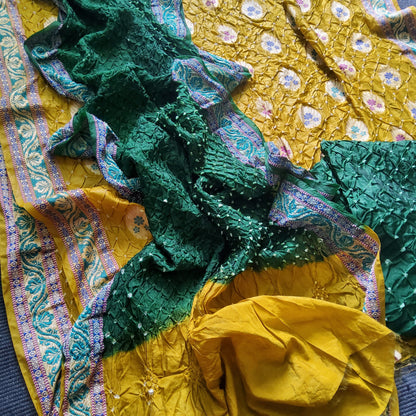 Gadhwal silk Bandhej Dress Material