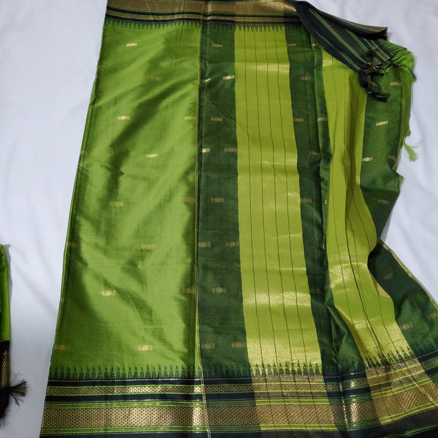 Green Black Semi Silk Paithani Saree with Contrast Blouse